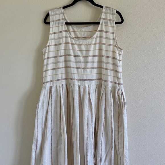Ace & Jig Daisy Dress Ambrosia Size M Spring Summer Cream White Tan Cotton VGUC - Picture 2 of 4